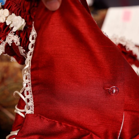 New Flower Girl Dress Party Royal Princess Deep Crimson Red Girls Size 4 - Picture 12 of 13